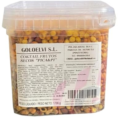 Cocktail Frutos Secos Picantes 1700g | Snack Salado Mixto Crujiente Pica & Pi | Aperitivo Gourmet para Compartir | Producto Español Artesanal | Sin Gluten | Ideal para Fiestas, Tapas, Picni