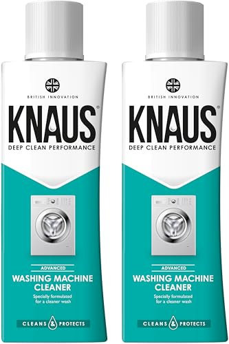 KNAUS Advanced Washing Machine Cleaner, 2 Pack - Hygienic Deep Clean – Effortlessly Eliminate Limescale, Grime, Grease, Mould, and Unpleasant Odours - Leaving Your Washing Machine Sparkling and Fresh
