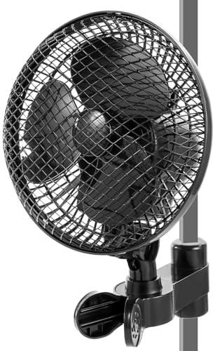 LeadGoods Grow Tent Fan, 6 Clip On Fan for Grow Tent, 2 Speeds grow Fans with Clip, 20W Powerful Oscillating clip fan, Low Noise grow tent fans for Hydroponic Plants Circulation Cooling (Black-1PC)