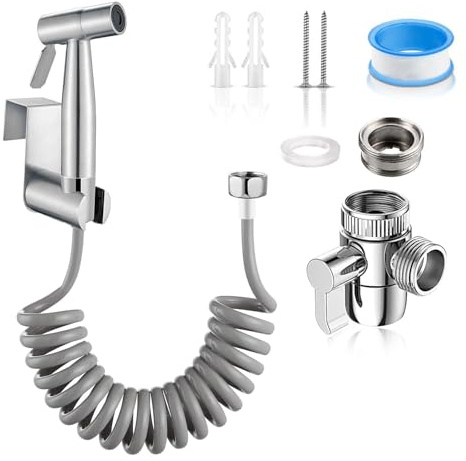 Lhdfyqt Kit de Ducha Bidet, Grifo Bidet Para WC, Ducha Higienica para WC, Kit de Rociador de Mano para Inodoro, con Dispensador de Grifo, Gancho para Manguera de Muelle, para Toilette y Higiene