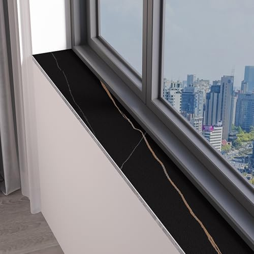 DUBTEDHOU PVC padiglione finestra stretta, Tappetino for davanzale nero 60-200 cm x 10-40 cm(Black a,190x15cm (74 3/4 x5 7/8))