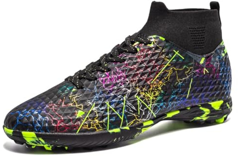 Xinghuanhua Herren-Fußballschuhe Trainingsschuhe Outdoor-Fussballschuhe aus atmungsaktivem Kunstrasen Hohe Jugend-Profisportschuhe Jungen-Hallenfußballschuhe