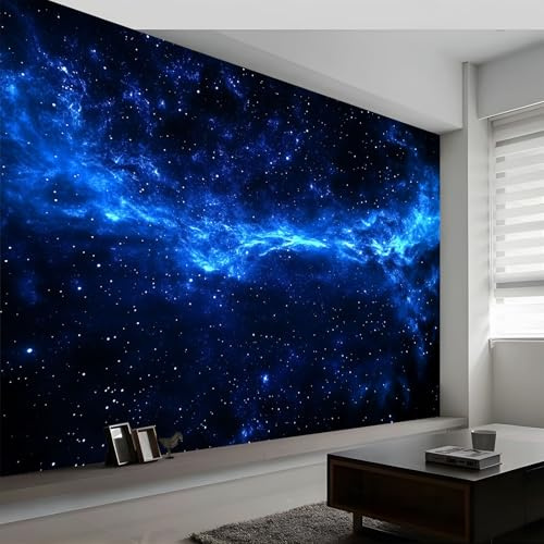 Fantasy-Kunst Vliestapete Fototapete 350 x 256 cm, Wanddekoration Weltraum Universum Nebel Sterne Design Tapete abziehbar für Wohnzimmer Schlafzimmer Kinderzimmer Jugendzimmer