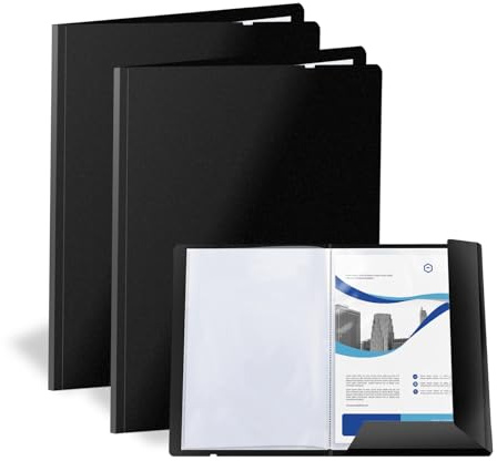 FRETONBA Porte Vue A4, 2 Pièces Protège-documents A4 | avec 30 Classeur Pochette Transparente, Pochette Elastique à Rabat, Porte Document, Livre d'affichage pour Certificati