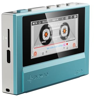 FiiO Echo Retro Hi-Res Digitaler Audio-Player, Dual-DAC-Bluetooth-Musik-Player, 4,4 mm symmetrischer Ausgang, Farbbildschirm, tragbarer DAP (Himmelblau)