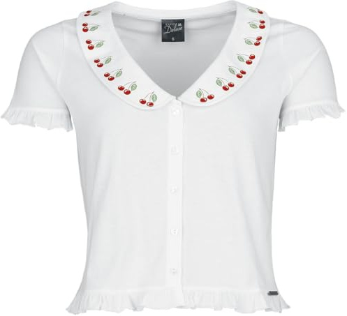 Pussy Deluxe Mon Chéri Binding Blouse Frauen Bluse weiß Rockabilly