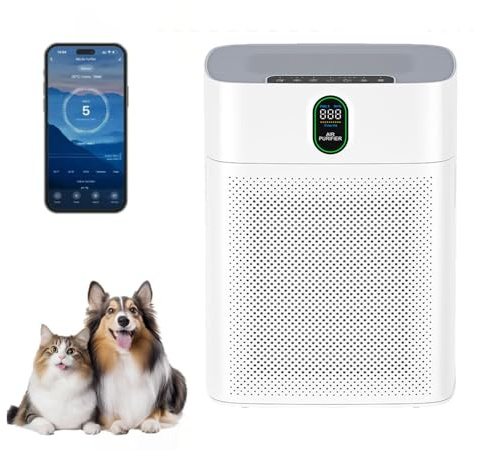 Smart Luftreiniger V1 Pro – HEPA-Filterung, PM2.5-Sensor, App- und Sprachsteuerung für saubere Raumluft (Original Weiß)