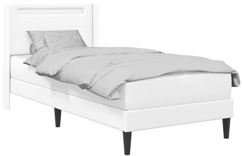 vidaXL Bettgestell mit Matratze Weiß 90 x 200 cm Kunstleder, Moderner Bettgestell, schickes Schlafzimmermöbel, eleganter Schlafplatz, gemütliches Design für entspannten Schlaf