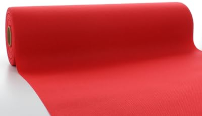 Sovie Horeca Linclass Airlaid Tischläufer Rot - 40cm x 24m - Einfarbiger Einmal-Tischläufer - Perforierung alle 120cm - Ideal für Dekorationen