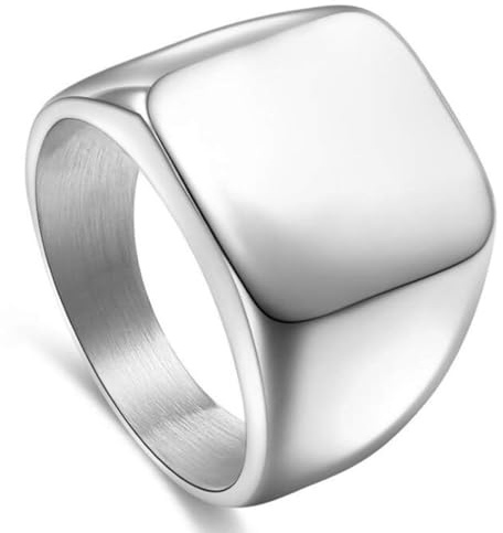 ENHONG Mens Rings Stainless Steel Square Signet Rings for Men,Silver Pinky Thumb Ring for Dad Father Jewelry Gift for Him,Men's Ring for Biker Size 9