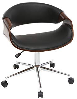 Miliboo Design-Bürostuhl PU Schwarz und Nussbaum Aramis