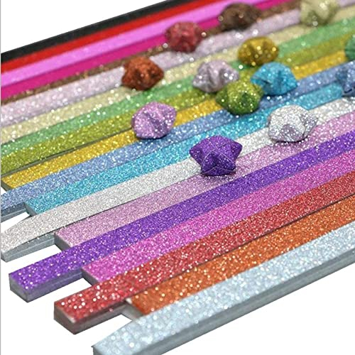 ODETOJOY Origami Papier Sterne Streifen Papierstreifen Package Glitzer Origami Sterne Papierstreifen Crafts Bling Shiny Glänzend zusammenklappbar Lucky Strip 18 Farben, 360 Blatt