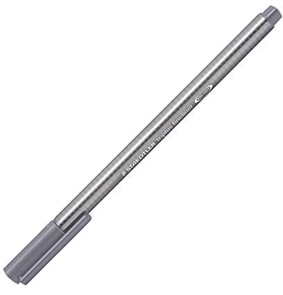 STAEDTLER 334-85 Fineliner triplus (ergonomische Dreikantform, hohe Qualität, superfeine Spitze, Linienbreite 0,3 mm, Set mit 10 Stück) taubengrau