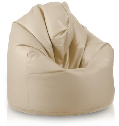 Bepouf - Pouf a Sacco Morbido in Ecopelle con Imbottitura in Palline di Polistirolo, Poltrona a Sacco Adatta per Camera e Salotto - Dimensione Giga 140x100, Colore Beige