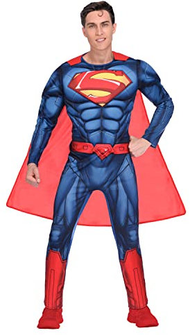 amscan 9906101 Men Adult Superman Classic Superhero Costume Fancy Dress (Chest: 42-46), Blue/Red