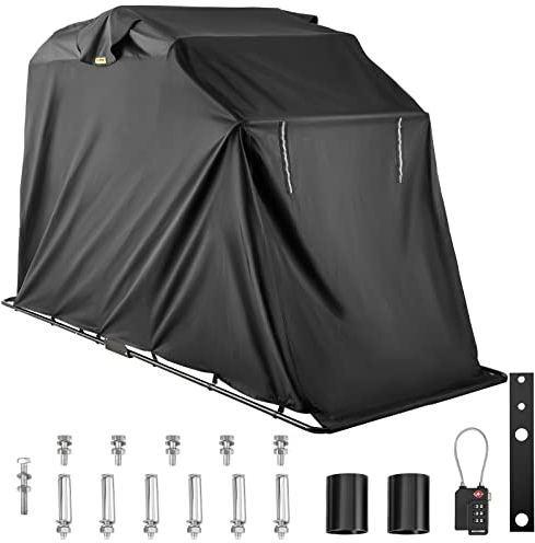 VEVOR Housse pour Moto 345x137x180 cm, Couverture Imperméable Moto Vélo en Oxford 600D, Abri Moto Extérieur Antivol avec Cadenas de Sécurité, Tente-Garage Capot Cadre en Acier Robuste, Bâche Abri Noir