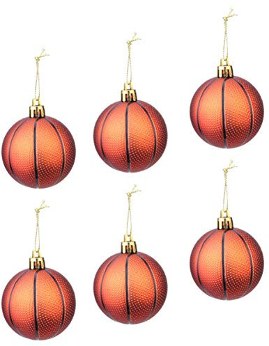 TOYANDONA 6 Stücke Christbaumschmuck Weihnachtskugeln Basketball Baumschmuck Christbaumkugeln Kunststoff Weihnachten hängen Ornament Sport Thema Weihnachtsdeko für Sportlieber