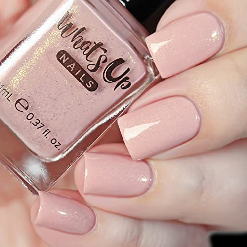 Whats Up Nails - Desert Rose Nail Polish Light Pink Crelly with Gold Shimmer Lacquer Varnish Made in USA 21 free Cruelty Free Vegan Clean