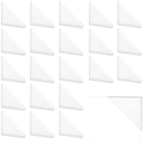 NBEADS 50pz Angoli Foto Trasparenti, 49x23.5x6mm Protezioni Angolari in Plastica Trasparente Angoli di Montaggio per Cornici per Album Fai-da-Te, Scrapbook, Rivista, Fotografie, Interno: 4mm