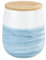 WENKO Aufbewahrungsdose Mala 1,2 L, hochwertige Keramikdose in Weiß mit Aquarell-Dekor in Blau, FSC zertifizierter Bambusdeckel mit Silikonring zur luftdichten Aufbewahrung, 13 x 16 cm