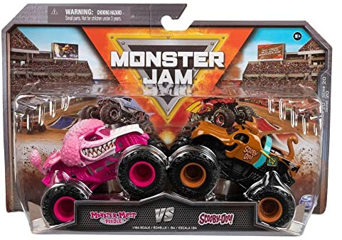 Monster Jam, Offizieller Monster Mutt Pudel vs. Scooby DOO Die-Cast Monster Trucks, Maßstab 1:64, Kinderspielzeug ab 3 Jahren