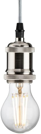Knightsbridge 230V 1.8M E27 Vintage Track Pendant - Brushed Chrome
