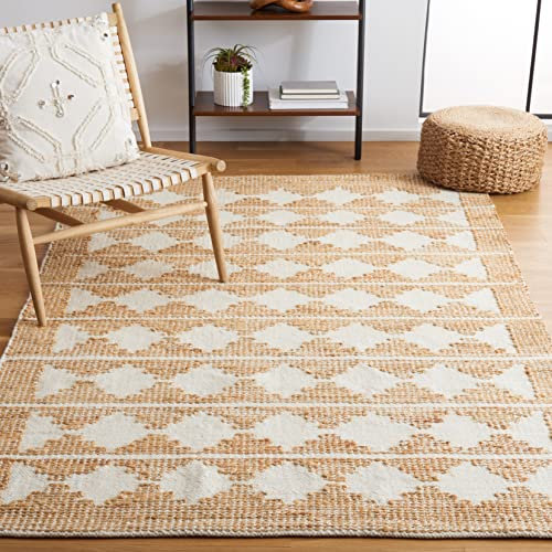 Safavieh Natural Fiber Collection NF511A Teppich, handgefertigt, Bauernhaus, Jute und Wolle, 152 x 200 cm, elfenbeinfarben / naturfarben