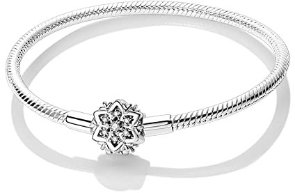 KUNSIR Moments Snake Chain Bracelet fit Pandora & European Bracelets Charms Bead Silver Bracelet for Women