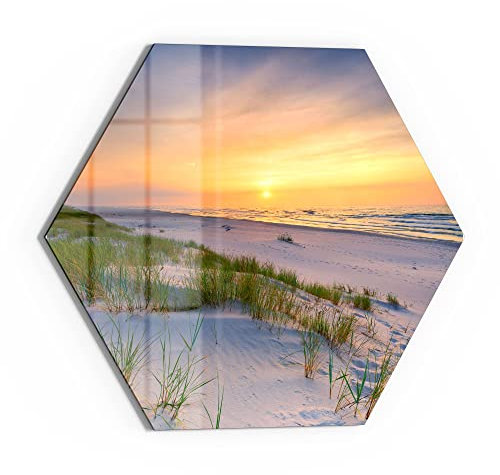 DEQORI Glas-Magnettafel | 55x47,6 cm groß | Motiv Sonne sinkt über Ostsee | Memo-Board aus Glas | Magnetboard inkl. Magnete, Stift & Tuch für Küche & Büro | Tafel magnetisch & beschreibbar