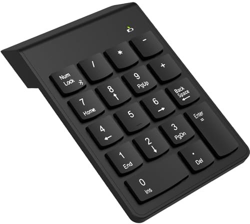 Bluetooth Numeric Keypad – Portable Number Pad Keyboard for Laptop, PC Computers, Desktop | Essential Laptop Accessories Numpad for ChromeBook Surface Notebook Efficient Office Accountant Data Entry