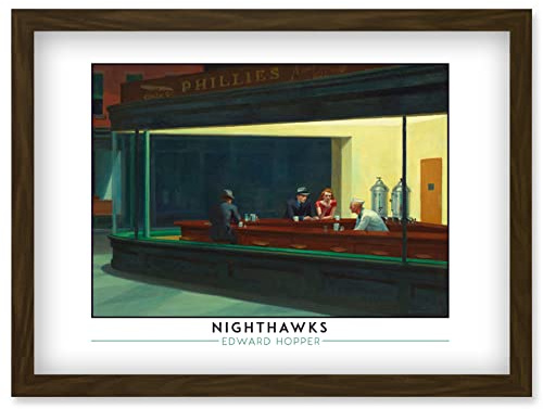 Wee Blue Coo Edward Hopper Nighthawks Iconic Realist Painting Artwork Framed Wall Art Print A4