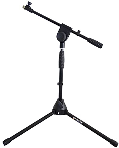 keepdrum EMS013 Mikrofonständer PRO Stativ halbhoch ausziehbar mit Galgen und Guss-Sockel