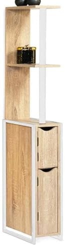 IDMarket - Meuble WC 2 portes DETROIT avec étagères métal blanc design industriel