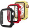 SOLOLUP 3 Piezas Funda para Apple Watch Series 3 2 1 Funda Protector de Pantalla Vidrio Templado， PC Duro HD Anti-Choque Cobertura Completa Carcasa para iWatch 42mm，Negro/Rojo/Amarillo