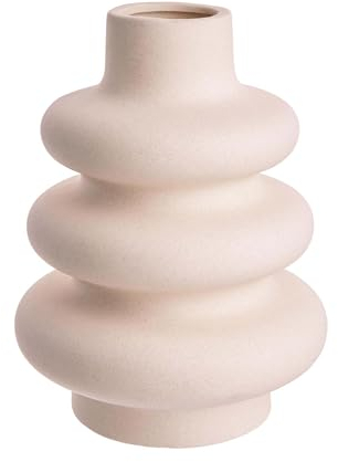 BUTLERS Keramik Vase Donut Spiral Design in Creme -Curves - Moderne Dekoration für Wohnzimmer und Tischdeko | Blumenvase für Tulpen, Rosen, Pampasgras oder Trockenblumen