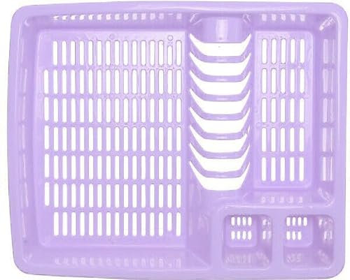 ECO Large Plastic Dish Drainer Rack | Heavy Duty Sturdy Dish Rack for Kitchen Countertop | Lilac Dish Drainer for Efficient Kitchen Organization & Cutlery Placement (Lilac)