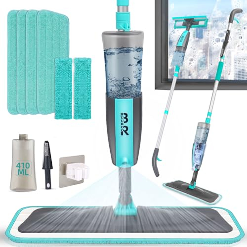 Trapeador de pulverización 2 en 1 y Cepillo de Limpieza de Ventanas, mopa de Piso para Azulejos de cerámica laminados de Madera Dura, Limpiador de Ventanas para el hogar, Coche, Espejo de Cristal con