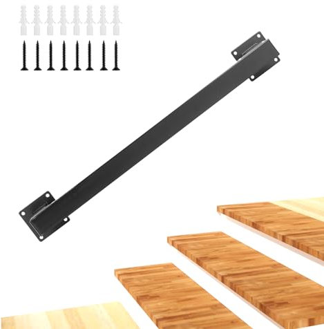Senmit Industrielles Treppengeländer Metall Handläufe für Treppen – Wandhalterung Treppenhandläufe 3,8 cm quadratischer Treppenhandlauf für Stufen schwarzer Haltegriff für Außen- und Innentreppen 60