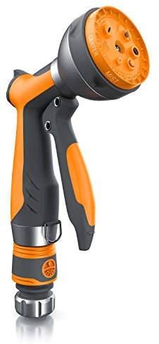 Brandson - Gartenbrause 7 Sprühprofile - Handbrause für Gartenschlauch - Spritzpistole Pistolengriff mit Halteclip - 1-8 bar Wasserdruck - regelbarer Wasserdurchfluss - mit Gardena kompatibel