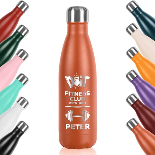 polar-effekt Gourde de sport en acier inoxydable - 500 ml - Orange personnalisée - Bouteille isotherme - Légère et résistante aux chocs