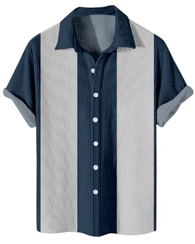Sport Tshirts Herren Weißes Hemd Herren T-Shirts Für Herren V-Ausschnitt Revers Tropisch Bedruckt Sommerhemd Kurzarm Oversized Tshirt Lässig Fischerhemd Mit Knopfleiste Unterhemd (Marine, 6Xl)