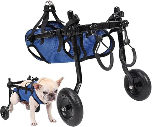 Leichter Rollstuhl für Hunde, Trolley für Haustiere, verstellbar für Hinterbeine, Mobilitätshilfe des Hundes mit Rädern für verletzte Welpen mit 5-8 kg (M)