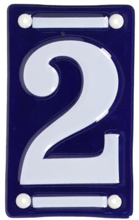 Rivanto® Emaille Hausnummer 2 wetterfeste Eisenziffern 7 x 0,5 x12 cm für Hausnummernschild