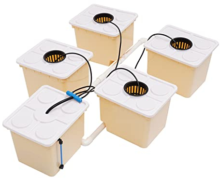 czyuRachel Hydrokultur Grow System Kit, 11L Home Indoor Blumen Hydroponics Anzucht-System 5 Eimer Tropf Hydroponik Wachstumssystem Sämlingsbox High Production Setzling