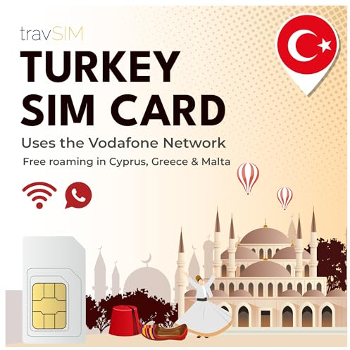 travSIM Türkei SIM-Karte | Nur Daten (Verwenden Sie VoIP-Apps für Anrufe) | 15GB Daten | 4G/5G Geschwindigkeiten | Kostenloses Roaming in Griechenland, Malta & Zypern | Plan ist für 7 Tage
