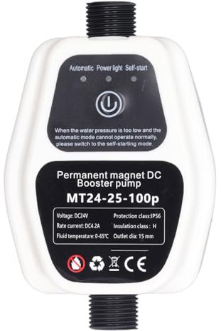 Pompa di pressione dell'acqua, 100W 24V 25L intelligente automatico doccia pressione dell'acqua Booster, manuale e controllo del flusso d'acqua (EU)
