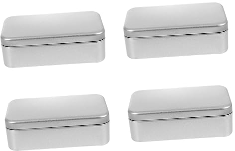 CIYODO 4piezas Caja Metálica Para Té De Contenedores Portátiles Cuadrados De Hierro Con Cierre Hermético Recipientes Multiusos Para Té y Diseño Resistente y Ligero Color Plata