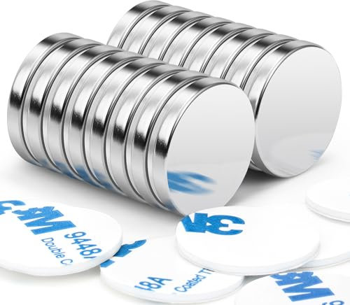Wukong Neodym Magnete Selbstklebend Extra Stark 20x3mm | 16 Stück, Mini Runde Magnete Heavy Duty für Magnettafel Whiteboard Kühlschrank