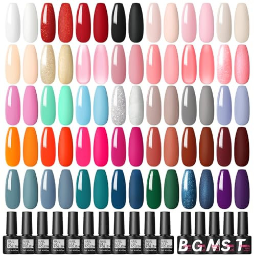 COSCELIA 40 Stück UV Nagellack Set, Gel Nagellack mit Unterlack,Glänzender & Matte Überlack, Silber &Gold Glitzer Überlack, Gellack Nagellack UV Gel Set für Nagel Design 7ML