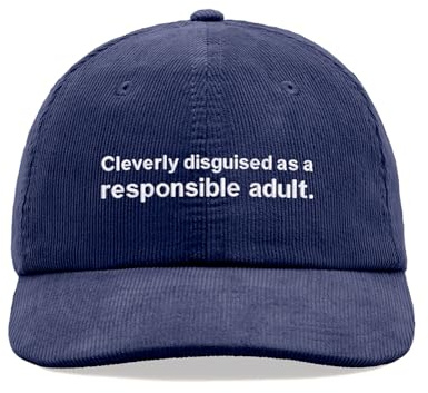 Cleverly Disguised as a Responsible Adult Corduroy Baseball Cap Vintage Unisex Dad Hat Adjustable Funny Sarcasm, Oxford Navy, Einheitsgröße